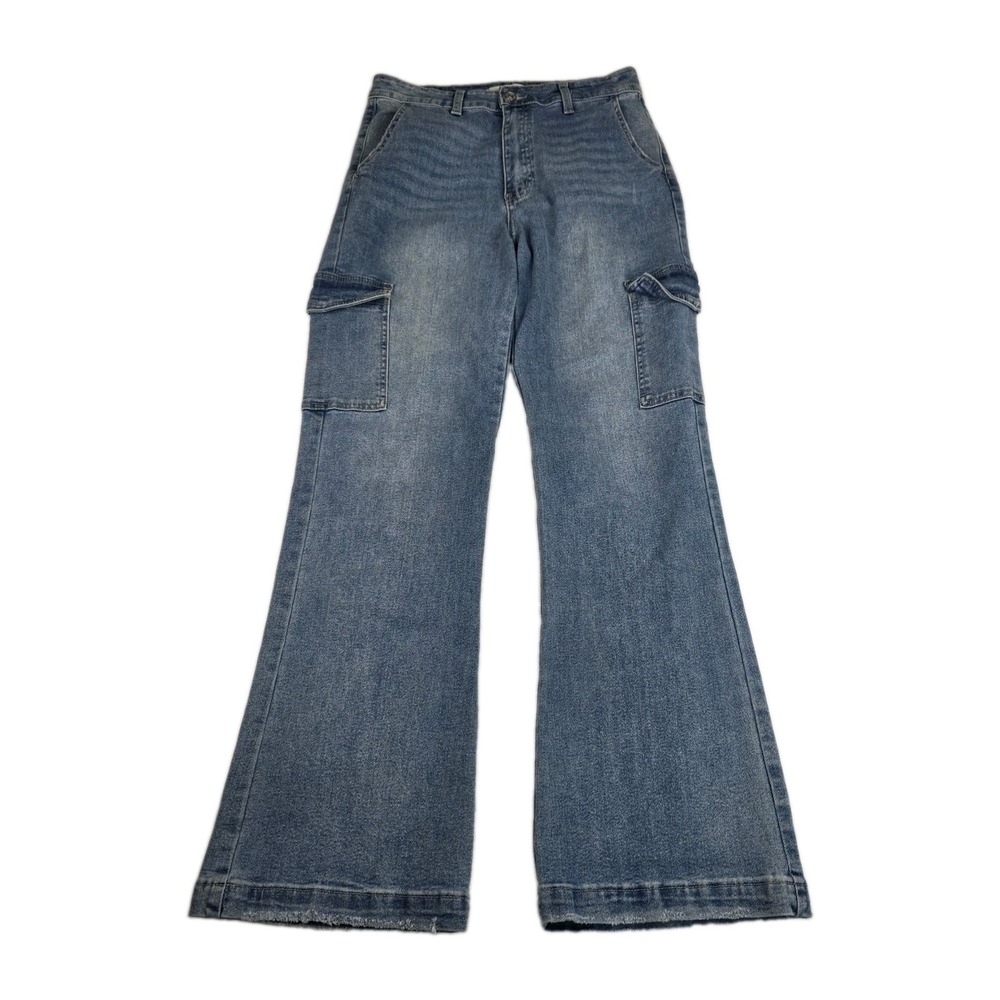 KanCan Jeans Womens Size 28 Aspen High Rise Wide Flare Blue Denim Pants